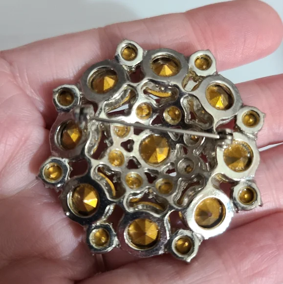 SOLD ! Vintage Big brooch weiss juliana Austria Rhinestones silver pin estate - Picture 5 of 5